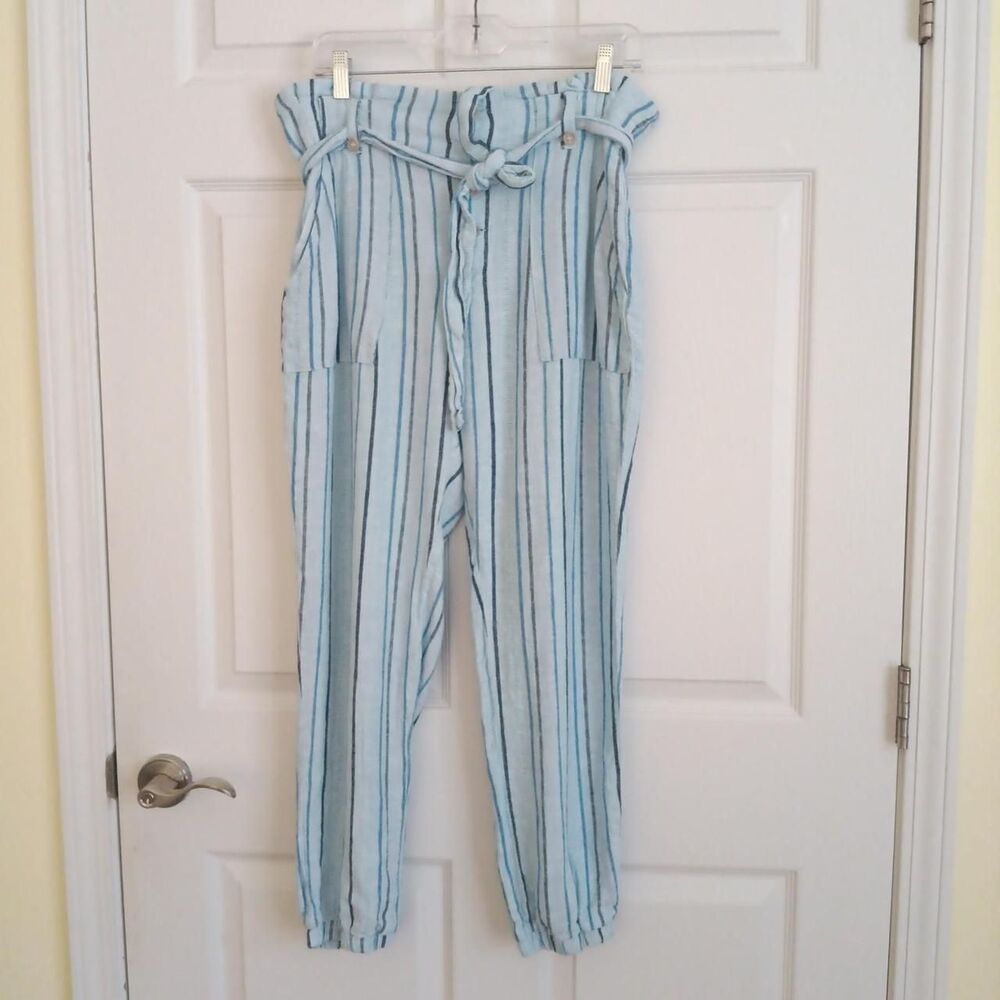 Indigo Rein Striped Linen Blend pants Size Large